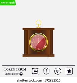 Realistic vector illustration of vintage wall clock . 
