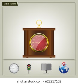 Realistic vector illustration of vintage wall clock . 