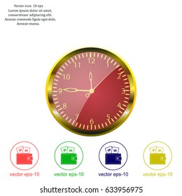 Realistic vector illustration of vintage wall clock . 