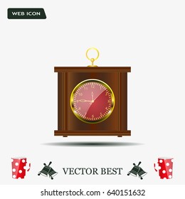 Realistic vector illustration of vintage wall clock . 