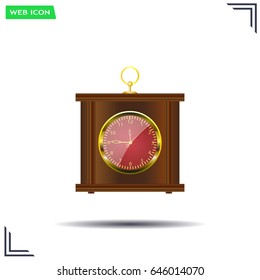 Realistic vector illustration of vintage wall clock . 