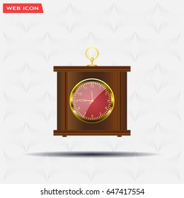 Realistic vector illustration of vintage wall clock . 