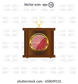 Realistic vector illustration of vintage wall clock . 