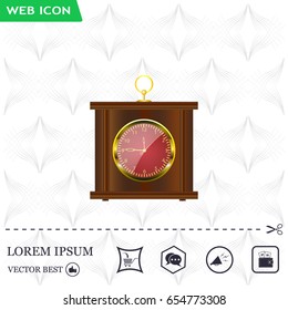 Realistic vector illustration of vintage wall clock . 