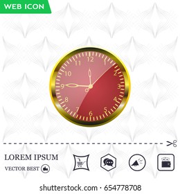 Realistic vector illustration of vintage wall clock . 