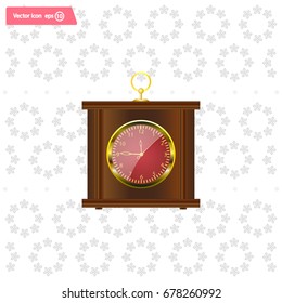 Realistic vector illustration of vintage wall clock . 