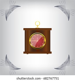 Realistic vector illustration of vintage wall clock . 