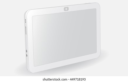 realistic vector illustration white plate, on a gray background