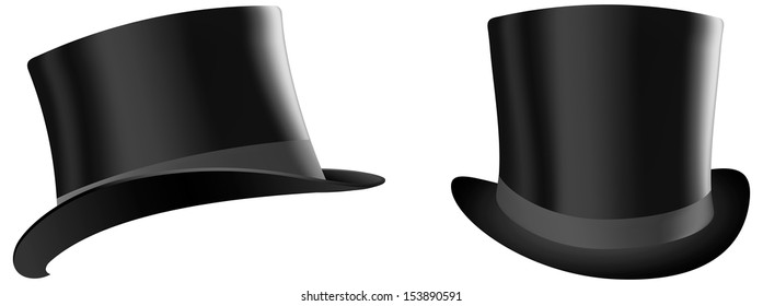 realistic vector image of a black topper and three-quarter profile