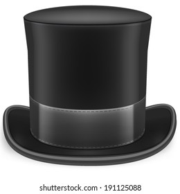 Realistic vector image of a black topper. Black hat.