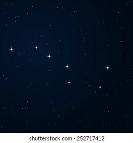 Realistic vector image of constellation Ursa major on the night sky.