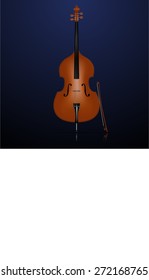 Realistic vector image of contrabass with bow
