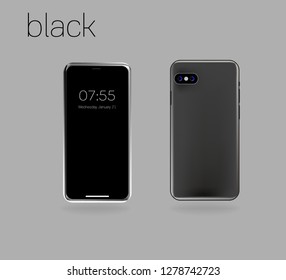 Realistic vector image of a modern smartphone in two versions.