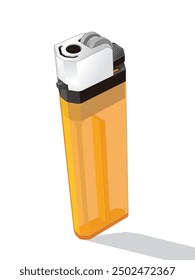 Imagen de Vector realista del encendedor de gas plástico de la rueda de la chispa en color amarillo, aislado en el fondo blanco, eps