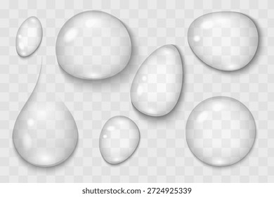 Realistic vector image of a set of water drops. Element for your design. Concept for clean drinking, water, etc.