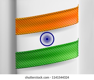 Realistic vector india flag as symbol of indian  independance day for banner, poster ot greeting card.