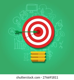 realistic vector infographic target illustration with business elements for your design design