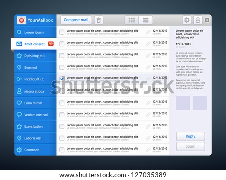 Realistic vector interface for mail application. Eps 10.