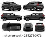 Realistic vector isolated dark car SUV 