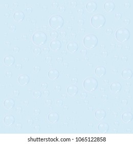 Realistic vector isolated soap bubbles on the blue background.