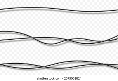 Realistic vector isolated wires. PNG wires, intertwined png wires, network, communication, cable.