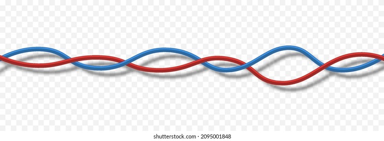 Realistic Vector Isolated Wires. PNG Wires, Png Twisted Wires, Network, Communication, Cable, Red And Blue Wire.