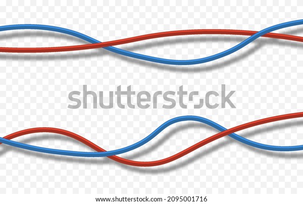 Realistic vector\
isolated wires. PNG wires, png twisted wires, network,\
communication, cable, red and blue\
wire.