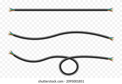 Realistic Vector Isolated Wires. Wire PNG, Broken Wires PNG, Network, Communication, Cable.