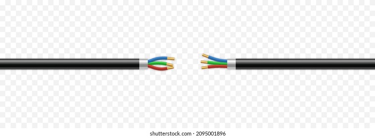 Realistic Vector Isolated Wires. Wire PNG, Broken Wires PNG, Network, Communication, Cable.