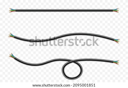 Realistic vector isolated wires. Wire PNG, Broken wires PNG, network, communication, cable.