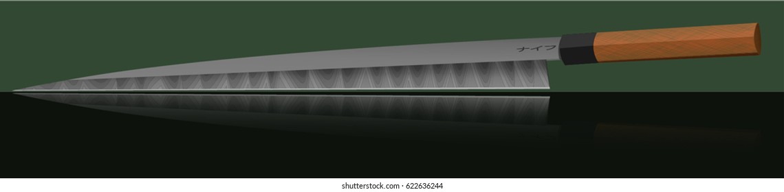 realistic vector japanese knife 