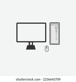 Realistic vector of  laptop and computer with monitor mouse 