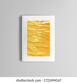 Realistic vector layout of cover mockup design template in A4 format with gold foil for brochure, flyer, cover design, book design, magazine, brochure cover.
