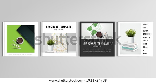 Realistic vector layouts of cover mockup design\
templates for square brochure, cover design, flyer, book design,\
magazine, poster. Home office concept, study or freelance, working\
from home.