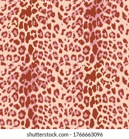 Realistic Vector Leopard Pattern Trendy Fashion Colors Seamless Design Perfect for Textile Print Products and Wrapping Papers Ecru Pastel Brown Pink Tones
