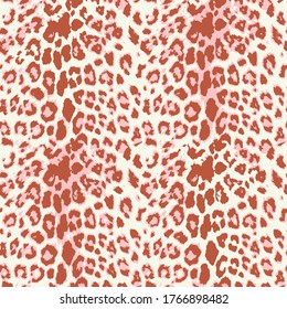 Realistic Vector Leopard Pattern Trendy Fashion Colors Seamless Design Perfect for Textile Print Products and Wrapping Papers Ecru Brown Powder Pink Tones