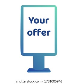 Realistic vector light billboard on a white background. Your offer concept. 