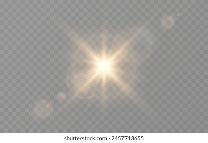 Luz de Vector realista sobre fondo transparente aislado. Luz con el resplandor png. Amanecer, atardecer, sol pong. Destello de luz, efecto de luz.