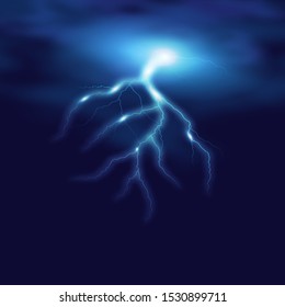 Realistic vector lightning on checkered background