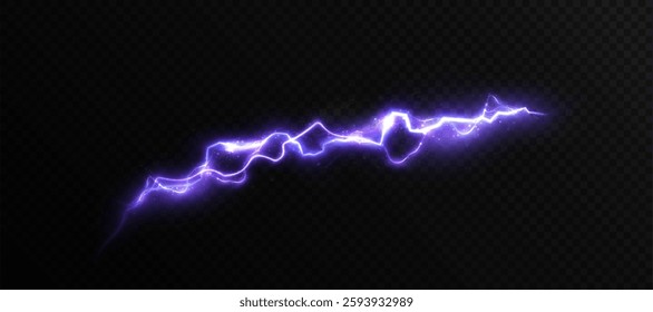 Realistic vector lightning, thunderstorm, stormy weather, electric discharge. Vector illustration