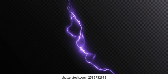 Realistic vector lightning, thunderstorm, stormy weather, electric discharge. Vector illustration