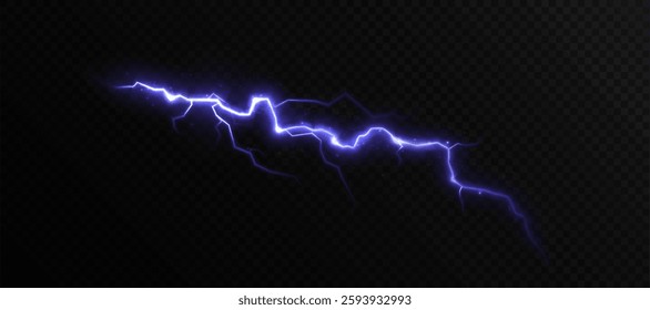 Realistic vector lightning, thunderstorm, stormy weather, electric discharge. Vector illustration