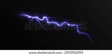 Realistic vector lightning, thunderstorm, stormy weather, electric discharge. Vector illustration