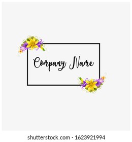 Realistic vector logo with various flower elements. Can be used for floral companies.