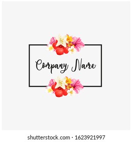 Realistic vector logo with various flower elements. Can be used for floral companies.
