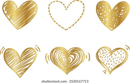 Realistic vector love shape illustration in golden and red colour. Set of abstract 3d heart icon for valentines day, holiday, health, health care and wedding decoration. Graphic background design.