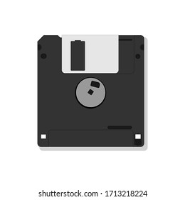Realistic vector magnetic floppy disc icon for computer data storage. Save icon. 