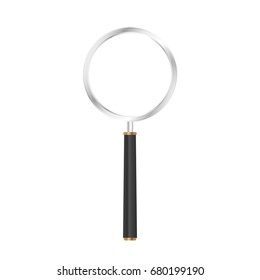 Realistic vector magnifying glass with silver body