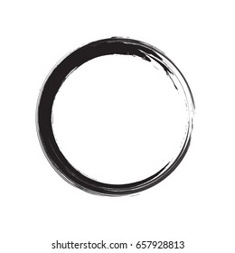 Realistic Vector Mascara Circle Brush Stroke Isolated On White Background. Black Hand Drawn Round Scribble Swatch For Fashion Cosmetic Makeup Design