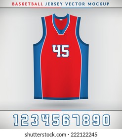 Realistic Vector Mock Up Of Basketball Jersey With Numbers